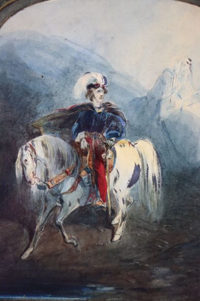 null French school of the romantic period.

The rider's dream.

Watercolor and ink...