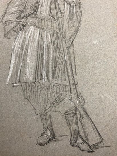 null French school of the 19th century.

Zouave with a rifle.

Pencil and white chalk...