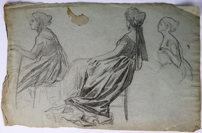 null French school of the 19th century.

Study of a young woman.

Charcoal on grey...