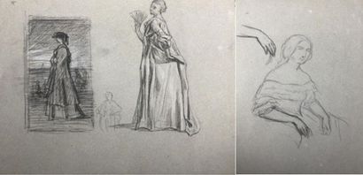 null French school of the 19th century.

Studies for portraits.

Double-sided drawing...
