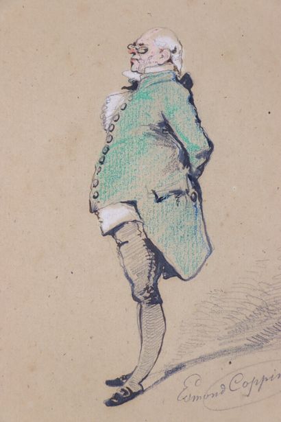 null Edmond COPPIN, illustrator notably of Alexandre Dumas.

Elegant in a green frock...