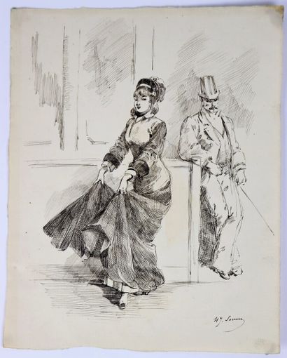 null Henry SOMM (1844-1907). 

Some dance steps. 

Ink on paper. 

Signed lower right....
