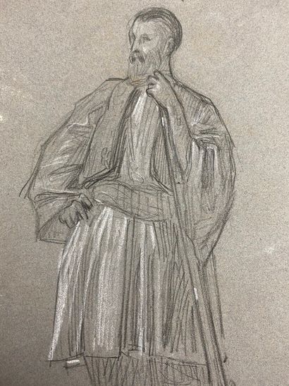 null French school of the 19th century.

Zouave with a rifle.

Pencil and white chalk...