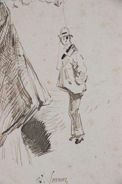 null Henry SOMM (1844-1907). 

La marionnetiste. 

Encre sur papier. 

Signée en...