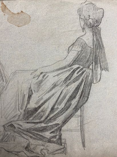 null French school of the 19th century.

Study of a young woman.

Charcoal on grey...