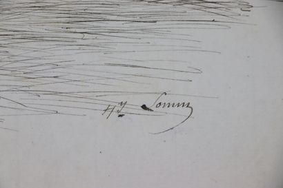 null Henry SOMM (1844-1907). 

Elégante à l'éventail. 

Encre sur papier. 

Signée...