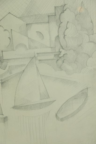 null André LHOTE (1885-1962).

Landscape with a bridge.

Pencil drawing, signed lower...