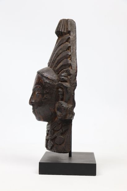 null Female head in wood

Carved wood

India, Probably Himachal Pradesh, 19th century

Hollow...