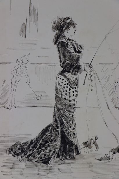 null Henry SOMM (1844-1907). 

At the circus. 

Ink on paper. 

Signed lower right....
