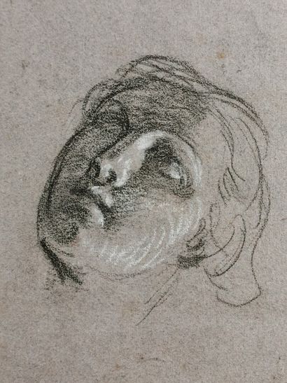 null French school of the 19th century.

Study of a woman's bust and study of a face.

Double-sided...