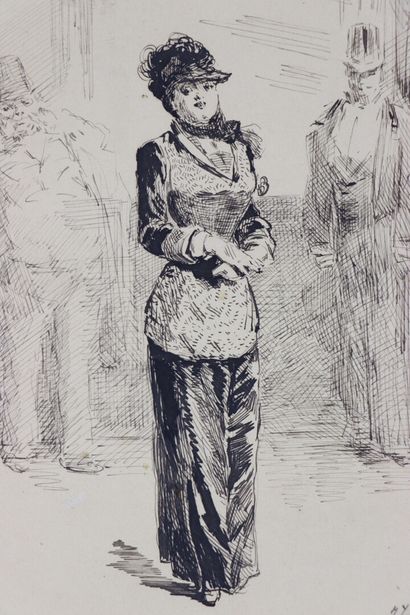 null Henry SOMM (1844-1907). 

The social woman. 

Ink on paper. 

Signed lower right....