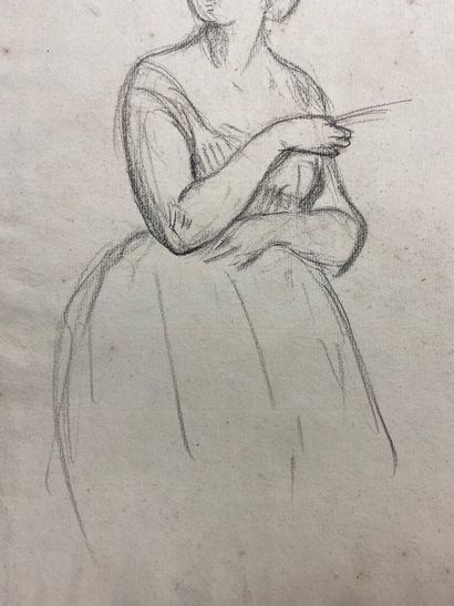 null French school of the 19th century.

Study for the portrait of a young woman.

Charcoal...