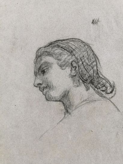 null French school of the 19th century.

Two profiles of young women, studies.

Pencil...