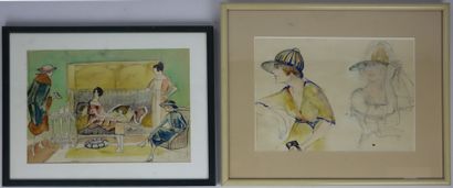 null French school of the 1920s.

Women in an interior.

Study for a woman with a...