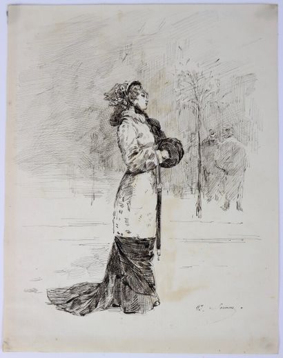 null Henry SOMM (1844-1907). 

The cold woman. 

Ink on paper. 

Signed lower right....