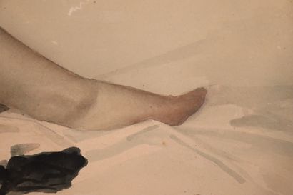 null Irene KLESTOVA (1908-1989).

Reclining nude woman.

Watercolor, signed lower...