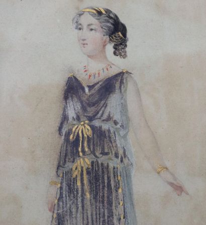 null French school of the beginning of the 19th century.

Woman in the antique style.

Watercolor...