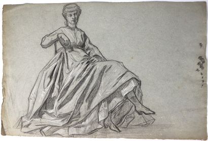 null French school of the 19th century.

Young woman sitting.

Pencil and white chalk...