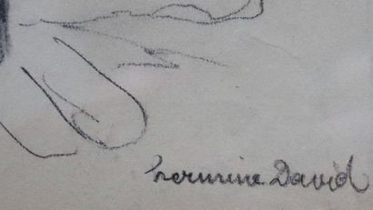 null Hermine DAVID (1886-1970).

La dentelière.

Crayon et fusain sur papier, signée...