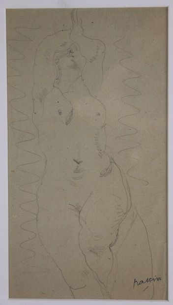 null Jules PASCIN (1885-1930).

Nude.

Pencil, signed lower right.

H_21 cm L_11.5...