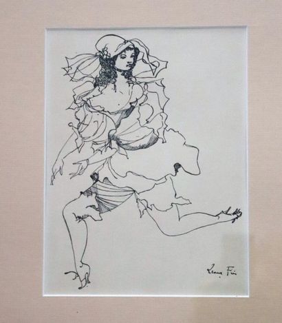 null Leonor FINI (1907-1996).

Femme.

Dessin à l'encre noire sur papier, signé en...