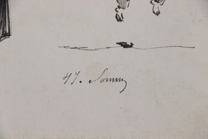 null Henry SOMM (1844-1907). 

To the next. 

Ink on paper. 

Signed lower right....