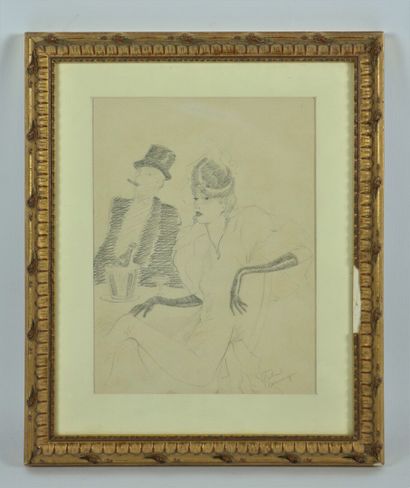 null Jean Gabriel DOMERGUE (1889-1962), dans le goût de.

Couple d'élégants.

Dessin...