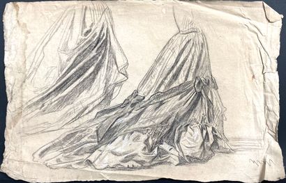 null French school of the 19th century.

Study of drapery.

Pencil and white chalk....