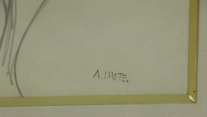 null André LHOTE (1885-1962).

Nu masculin assis.

Dessin au crayon, signé en bas...