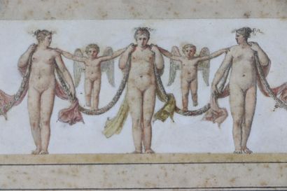 null French school of the 19th century.

Project of a frieze with naked women and...