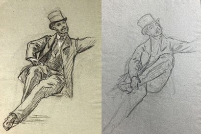 null French school of the 19th century.

Study of a man with a hat.

Double-sided...