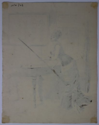 null Henry SOMM (1844-1907). 

The billiard player. 

Ink on paper. 

Signed lower...