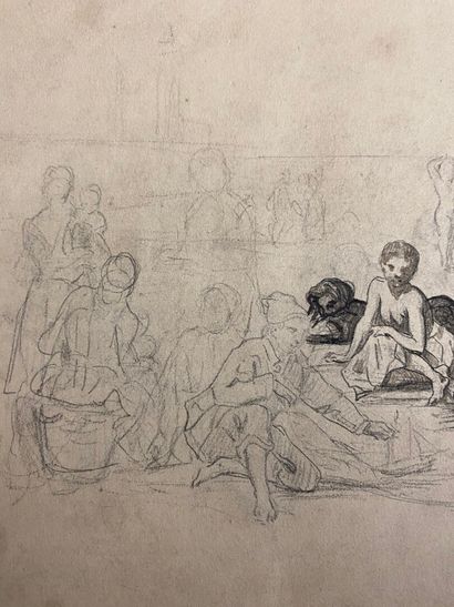 null French school of the 19th century.

Study for a group of bathers.

Pencil and...
