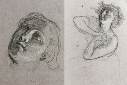 null French school of the 19th century.

Study of a woman's bust and study of a face.

Double-sided...