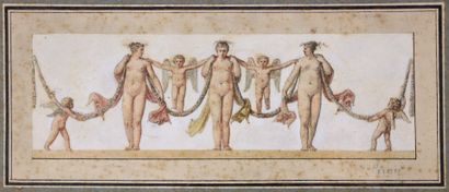 null French school of the 19th century.

Project of a frieze with naked women and...