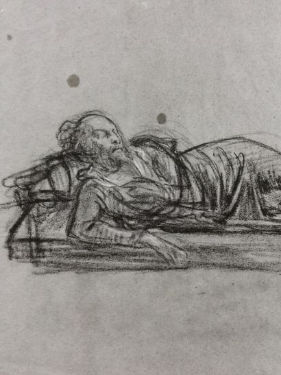 null French school of the 19th century.

Reclining man and study of a horse.

Double-sided...