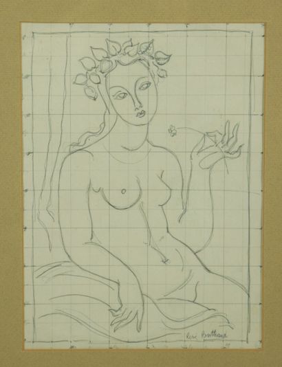 null René BUTHAUD (1886-1986).

Flore, probable projet pour un vase.

Dessin au crayon...