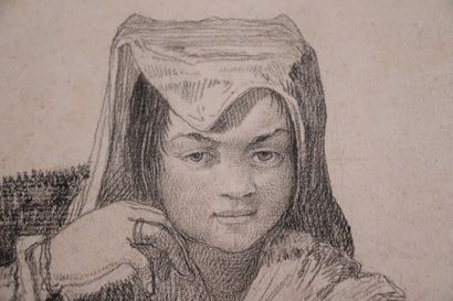 null Ecole italienne du XIXème siècle.

Jeune fille en à la coiffe.

Dessin sur papier...