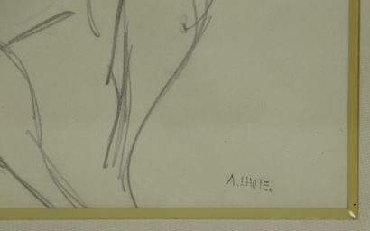null André LHOTE (1885-1962).

Nu masculin assis.

Dessin au crayon, signé en bas...