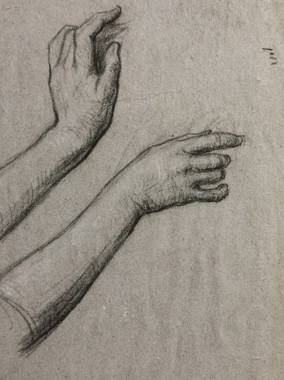 null French school of the 19th century.

Dancer in profile and study of hands. 

Charcoal...
