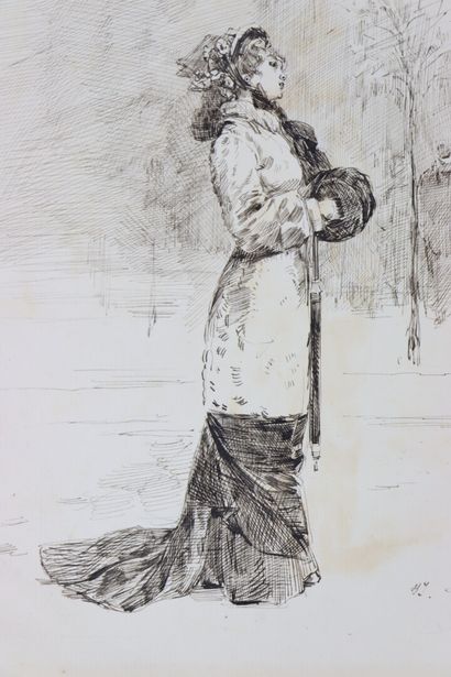 null Henry SOMM (1844-1907). 

The cold woman. 

Ink on paper. 

Signed lower right....