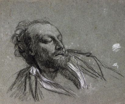 null French school of the 19th century.

Sleeping man.

Charcoal and white chalk...