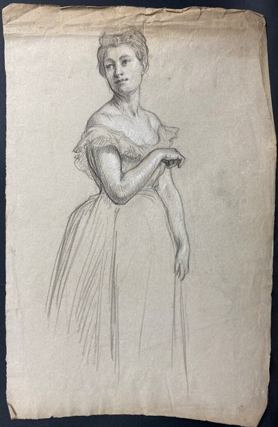 null French school of the 19th century.

Study for the portrait of a young woman.

Pencil...