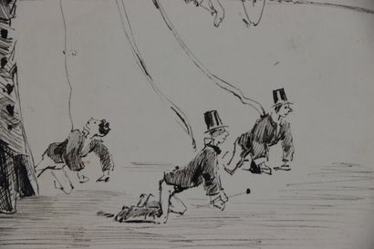 null Henry SOMM (1844-1907). 

Au cirque. 

Encre sur papier. 

Signée en bas à droite....