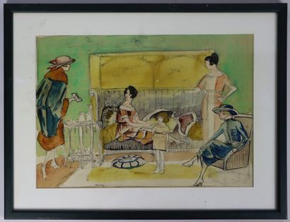 null French school of the 1920s.

Women in an interior.

Study for a woman with a...