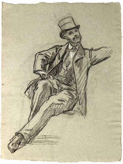 null French school of the 19th century.

Study of a man with a hat.

Double-sided...