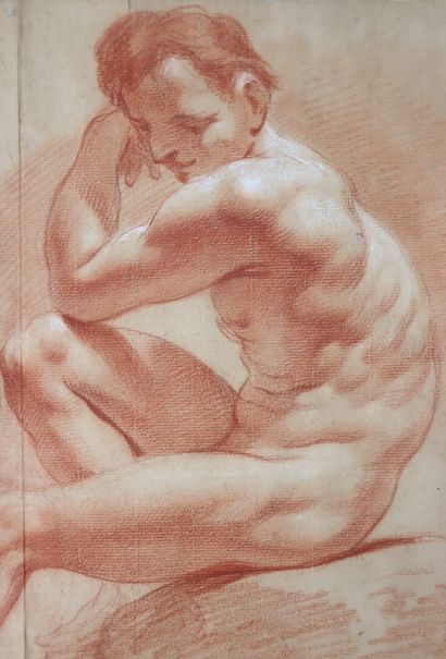 null French school of the XVIIIth century.

Academy of naked man.

Drawing with red...