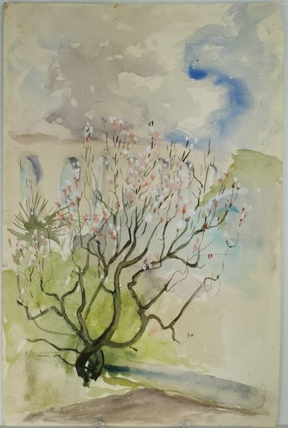 null Josey PILLON (1876 - ? ).

Le printemps.

Aquarelle et crayon sur papier.

H_48,9...