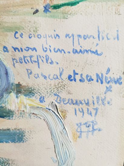null Josey PILLON (1876 - ? ).

Portrait de Pascal à Deauville.

Huile sur papier,...