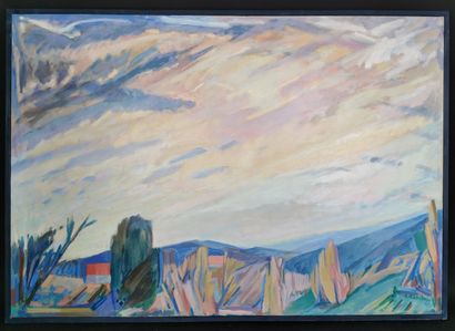 null Adrianus REMIËNS (1927).

Paysage au soleil caché, 1993.

Acrylique sur toile...